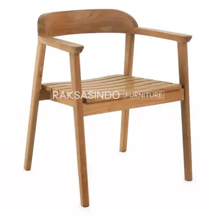 Scandinavian Teak Slated Seat Dining Arm Chair