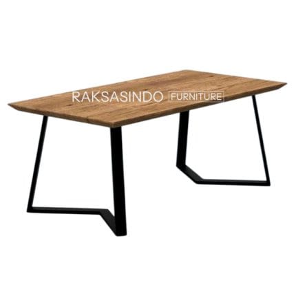 Industrial Steel Framework Teak Dining Table