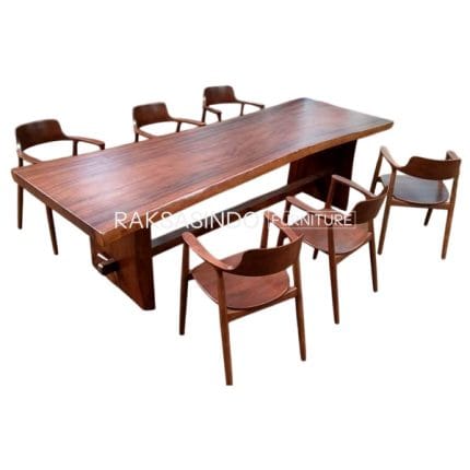 Long Live Edge Modern Suar Wood Furniture Dining Table Set
